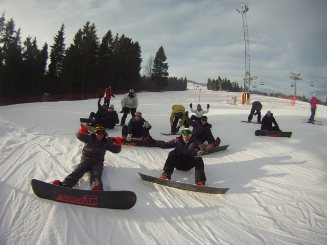 Some of our New Years guests enjoying a sunny day on the slopes