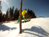 Gaz enjoying a new feature at Bialka\'s snowpark in April 2012